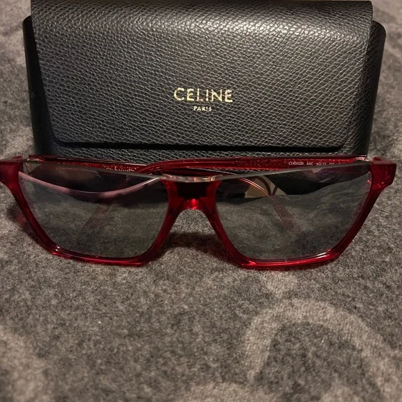 Celine vibrant red❤️🔥 Square Mirrored Sunglasses w/ Tags - Picture 2 of 8